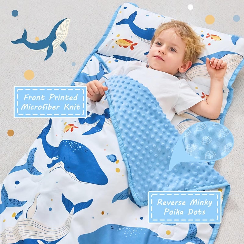 lasoftan Toddler Nap Mat with Pillow and Blanket, Extra Large Rolled Napping Mats,Slumber Bags for Boys Girls,Kids Sleeping Bag for Daycare, Preschool Travel Camping - Image 2